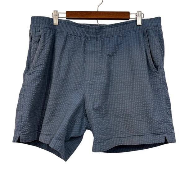 Abercrombie & Fitch Mens Textured Pull On Shorts Size XL Blue 6" Inseam Cotton - Picture 1 of 6